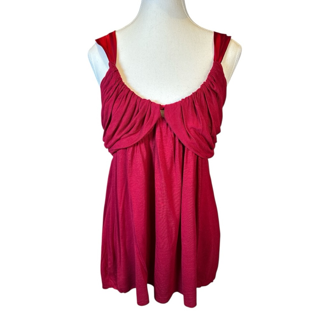 Matty M Red Ruched Sleeveless Tank Top